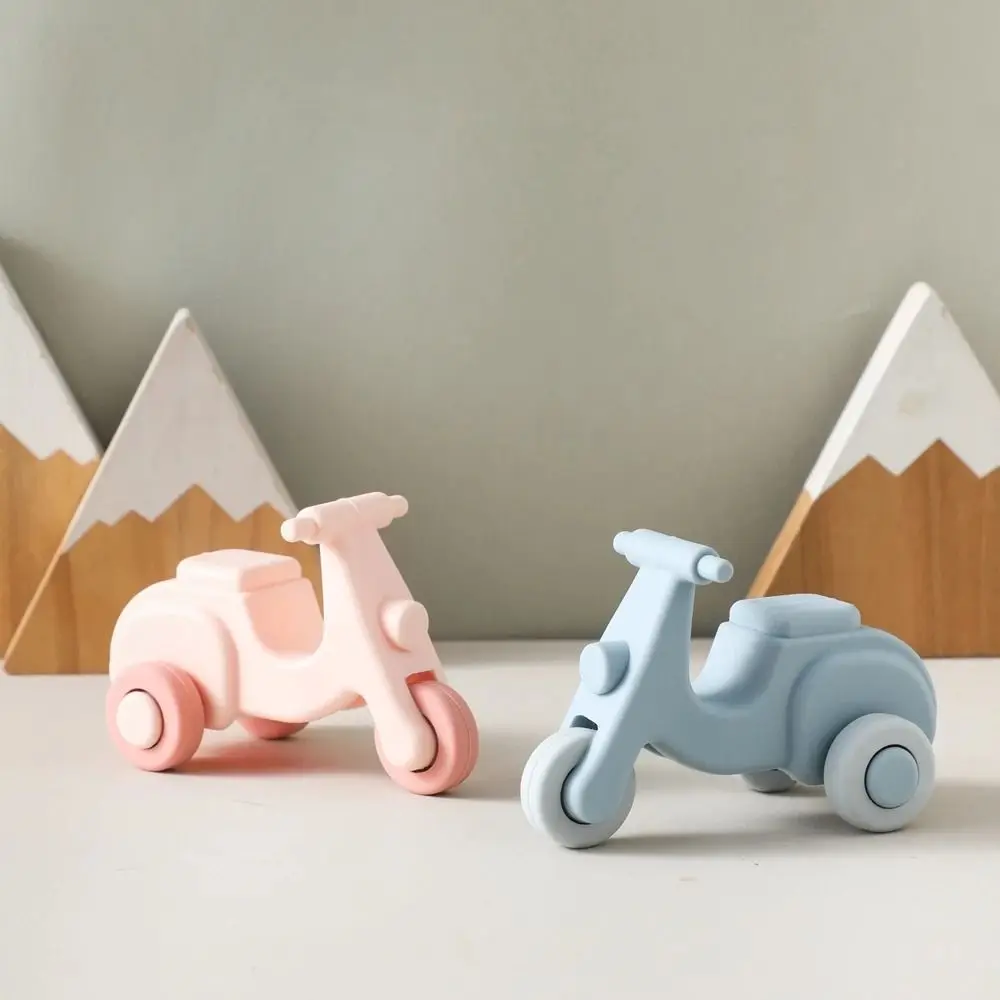 New Cartoon Baby Silicone Car Toys BPA Free Soft Montessori Toys Safety Educational Children's Car Model Toys