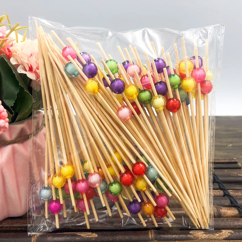 Disposable Bamboo Skewers Food Picks Buffet Cupcake Fruit Fork Party Cake Dessert Salad Vegetable Sticks Toothpick Skewer