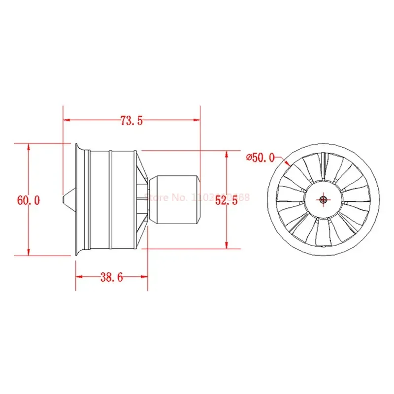 Ventilador con conductos FMS de 50mm, unidad EDF de 11 aspas con motor 2627 KV4500 (4S) (opcional) para avión teledirigido, piezas de chorro