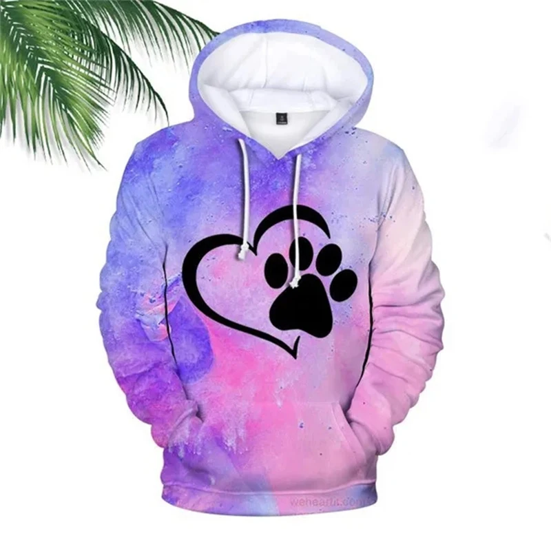 Autumn Cute Dog Paw 3D Print Hoodies Men Women Fashion Harajuku Casual Sweatshirts Oversized Hoodie Pullovers Tracksuit Clothing