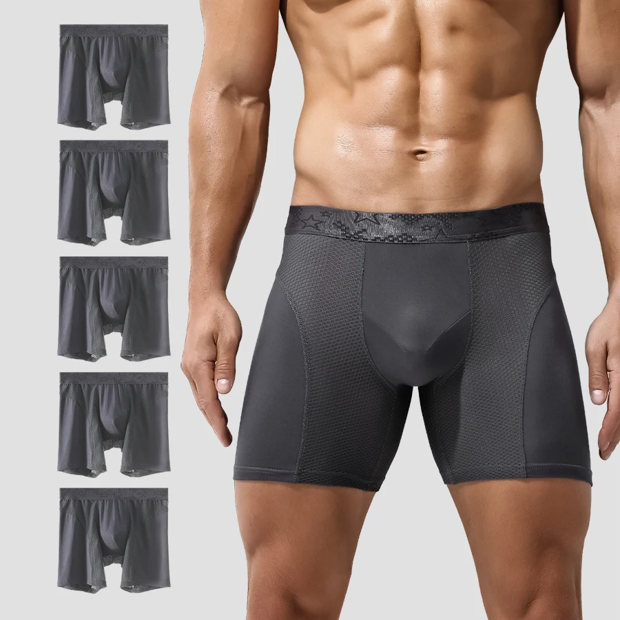 

5 шт. расширенные спортивные трусы, мужские боксеры, противоизносные модальные дышащие тренировочные боксеры больших размеров для бега