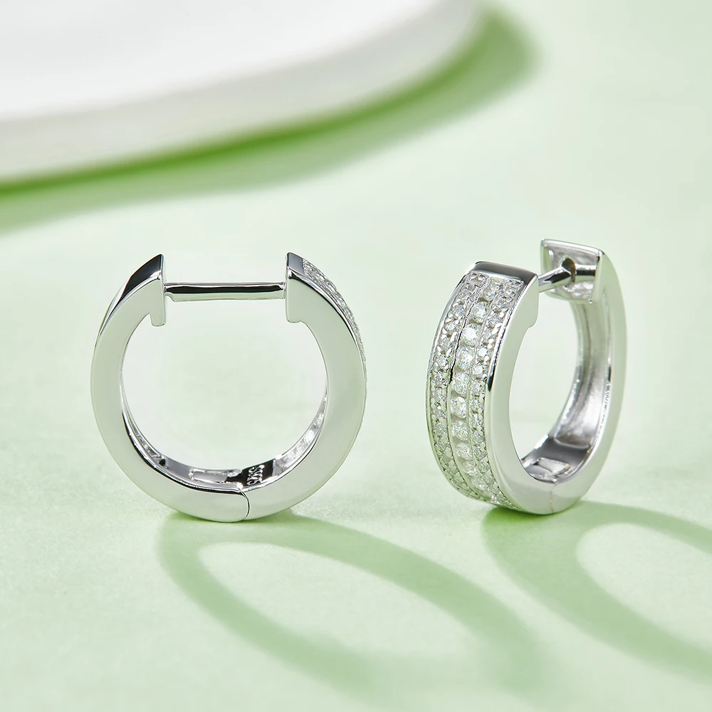 صغيرة كاملة D اللون مويسانيتي الماس S925 فضة جميلة صغيرة هوب أقراط للنساء الأذن الصغيرة العظام مجوهرات هدايا