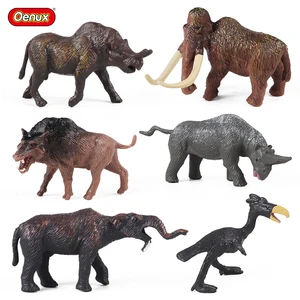 Oenux Prehistoric Wild Animals Model Saber-toothed Tiger Mammoth Rhino Action Figures PVC Collection Education Miniature Kid Toy