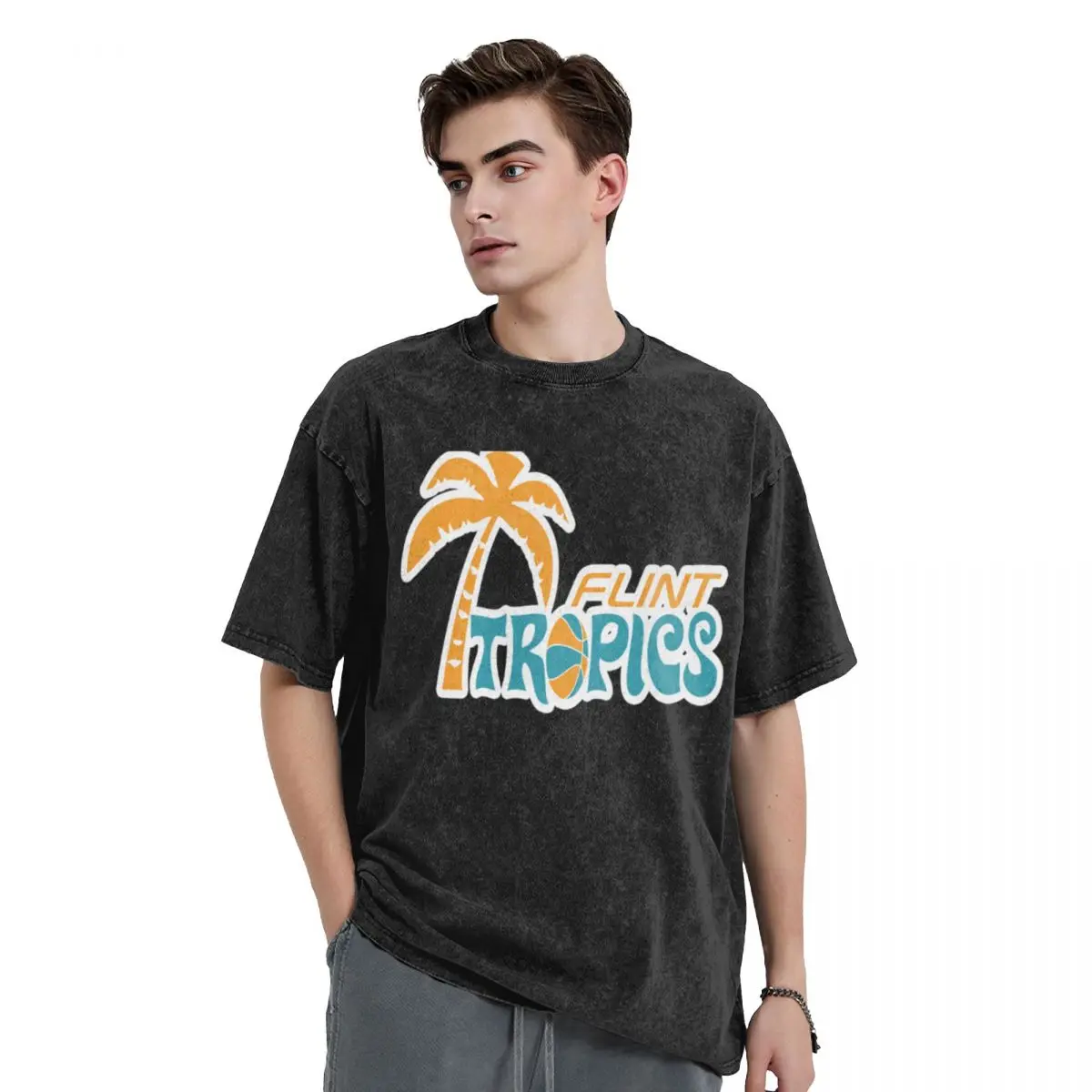 Flint Tropics Retro T-Shirt designer shirts shirts graphic tees cute clothes oversizeds t shirts for men cotton