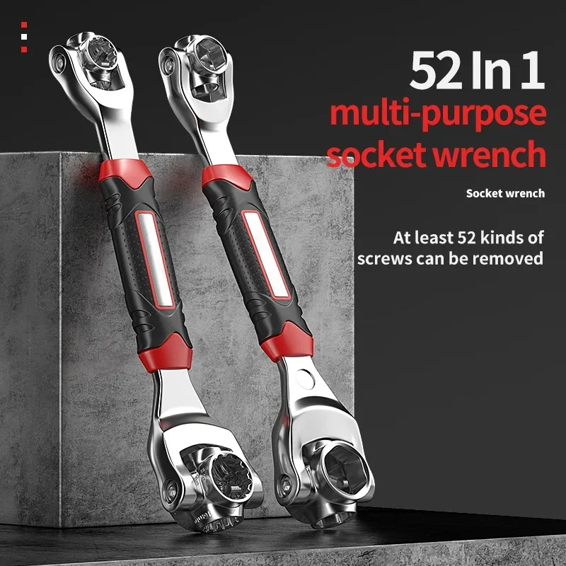 1pc 360° Rotation Double Head Wrench 52 In 1 Multi-tool Wrench 8-19mm Universal Socket Wrench Hand Tool For Furniture/Car Repair