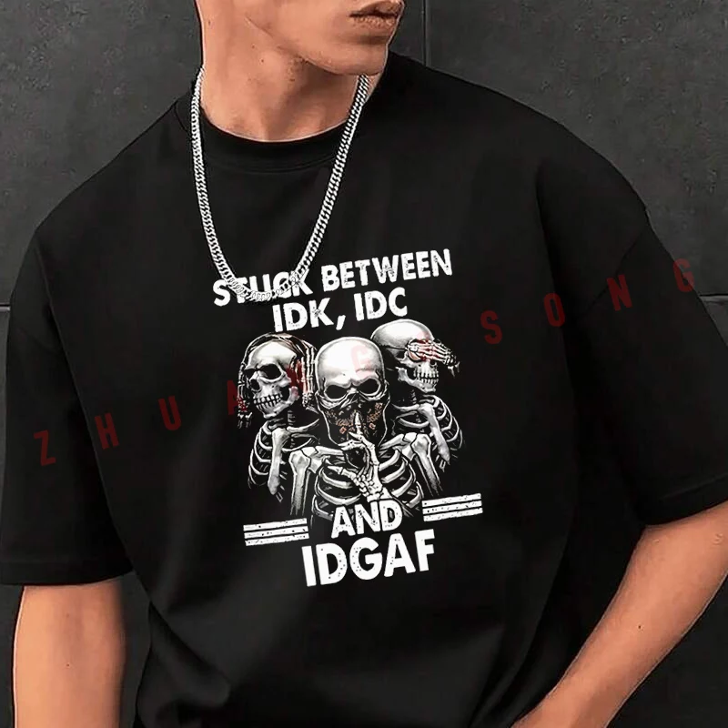 

Skull And Letter Pattern Men's Fashion T-shirt Casual Trendy Tshirts For Summer Comfortable Short Sleeve Tops