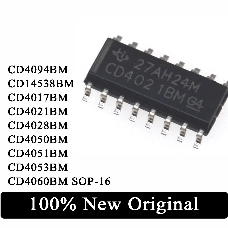 10Pcs CD4094BM CD14538BM CD4017BM CD4021BM CD4028BM CD4050BM CD4051BM CD4053BM CD4060BM SOP-16 Monostable Multivibrator IC Chip