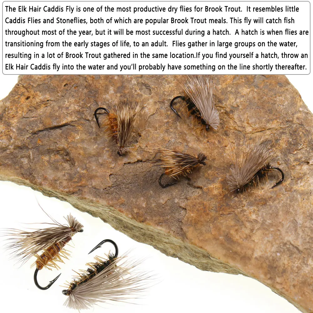 6 Stück # 14 Stück Elchhaar-Caddis-Fliegen, schwimmende Hirschhaar-Steinfliegen, Trockenfliegen für Forellen, künstliche Aufsteckfliegen, Mayfly- und Grauelfliegen-Angelköder – Detail 6