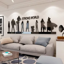 Pirate King Cartoon Creative Wall Stickers, 3D Waterproof Acrylic Mirror for Bedroom, Living Room, Creative Background,