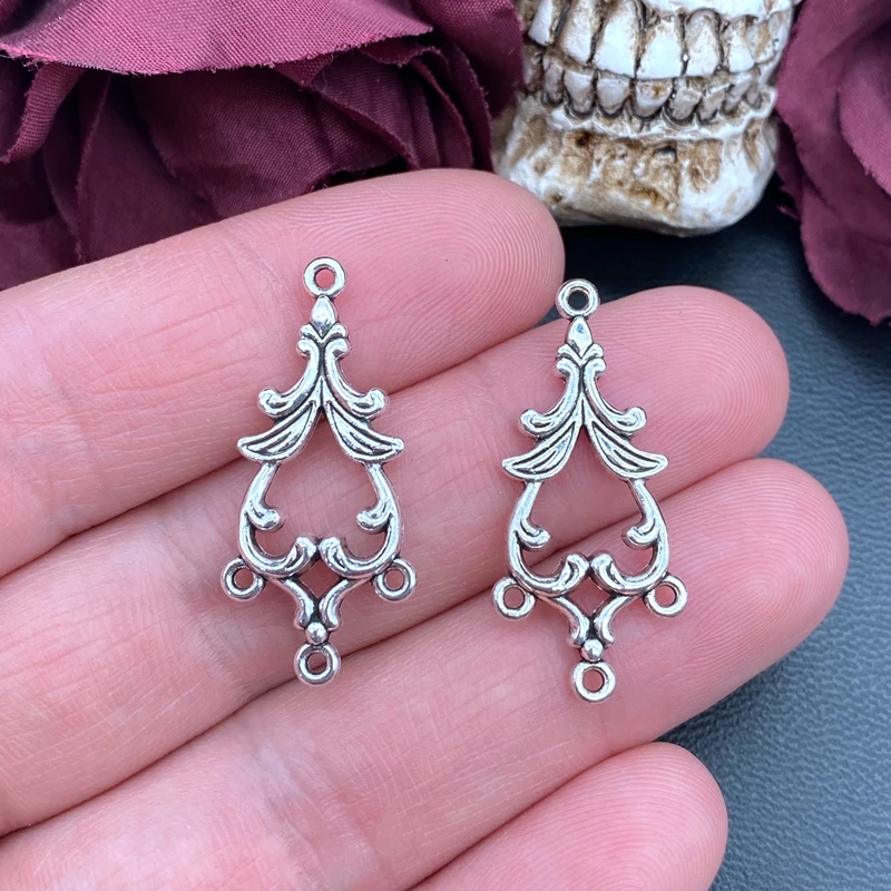 10pcs 34*16mm Antique Silver Earring Connectors Charms Pendant Designer Charms Fit Jewelry Making DIY Jewelry Findings view 2
