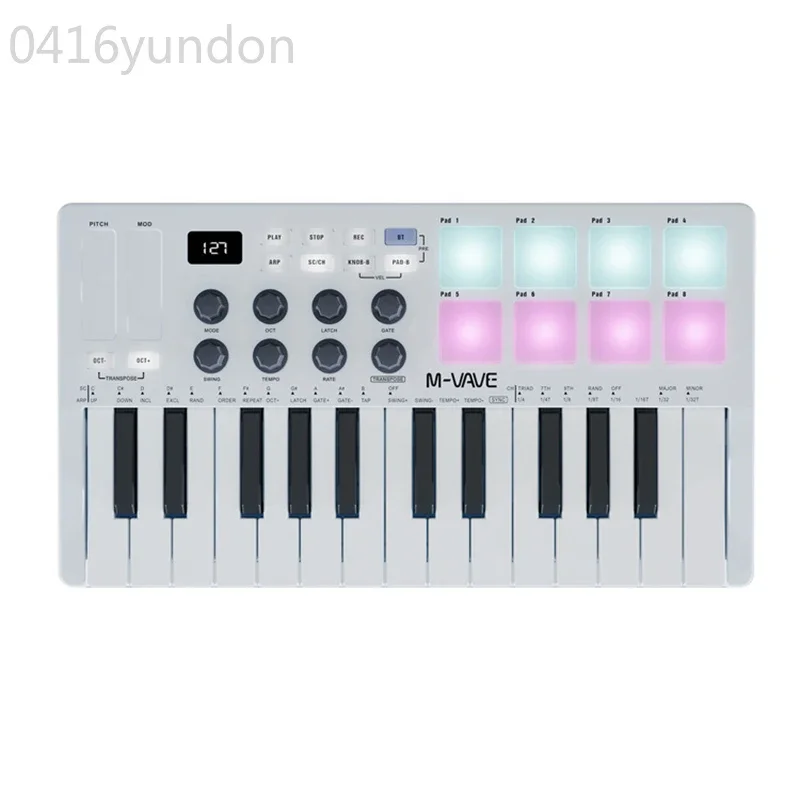 

M-VAVE 25-Key MIDI Control Keyboard Mini Portable USB Keyboard Piano with 25 Velocity Sensitive Keys 8 RGB Backlit-Pad 8 Knobs