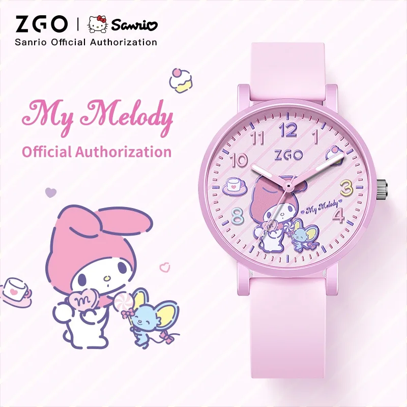 ZGO X Sanrio My Melody Women's Watches Pink 30M Waterproof Cartoon Student Watch Creative Dial Quartz Wristwatches 2177