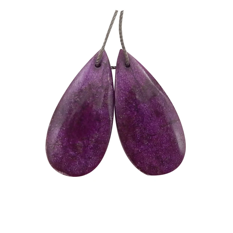 Orecchini pendenti in pietra naturale per le donne Orecchini fatti a mano in pietra viola africana Regali per feste Gioielli fai da te 30x14x4mm 5g