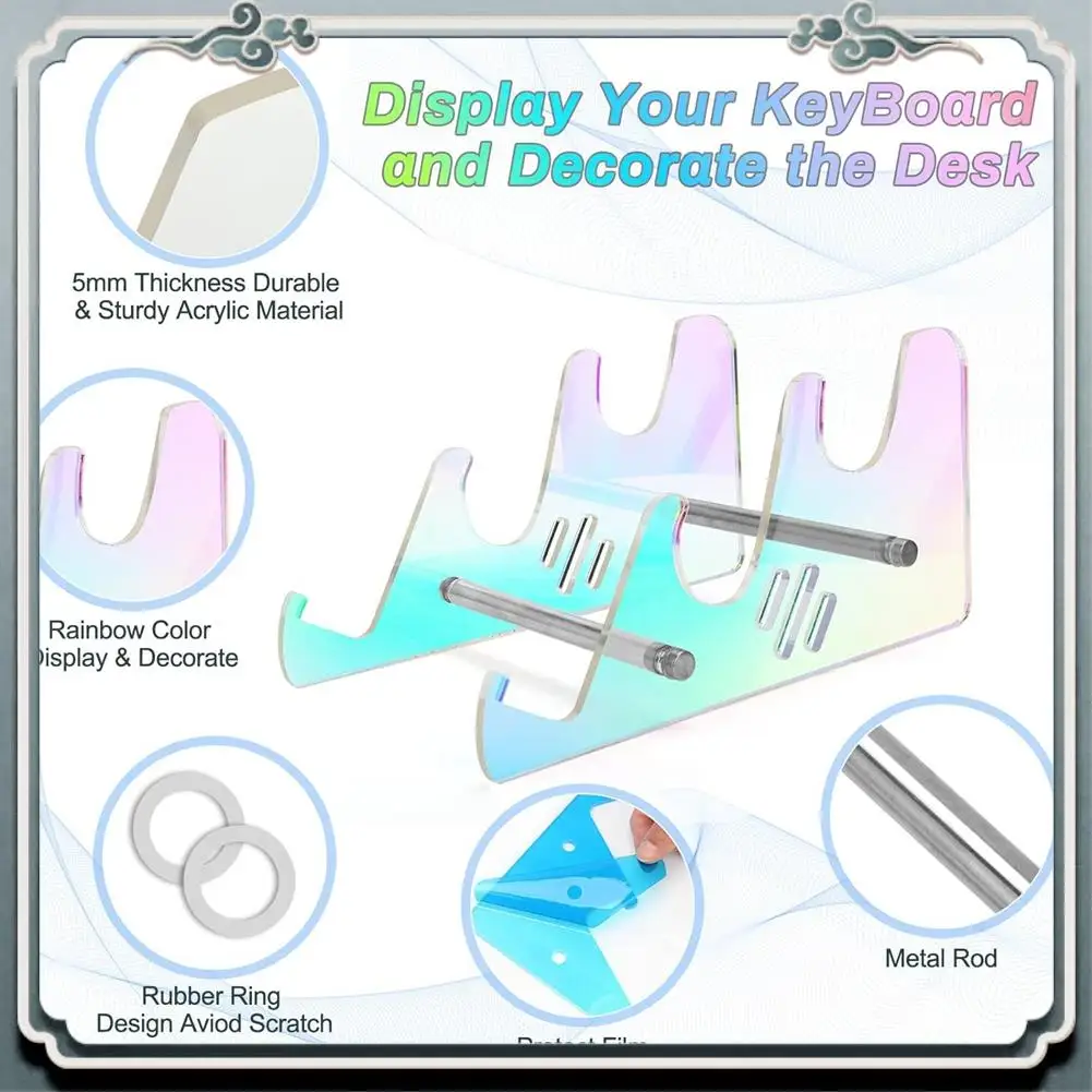 

Прочный 3-х ярусный держатель для клавиатуры, прозрачная акриловая подставка для клавиатуры, компьютерная механическая подставка для клавиатуры, съемный держатель