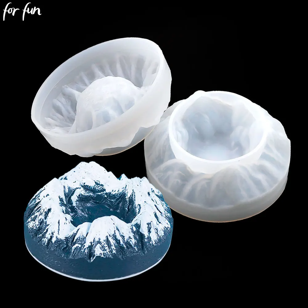 Per divertimento Iceberg neve montagna posacenere stampi in Silicone fai da te cristallo colla a goccia stampo in resina Base portacandele