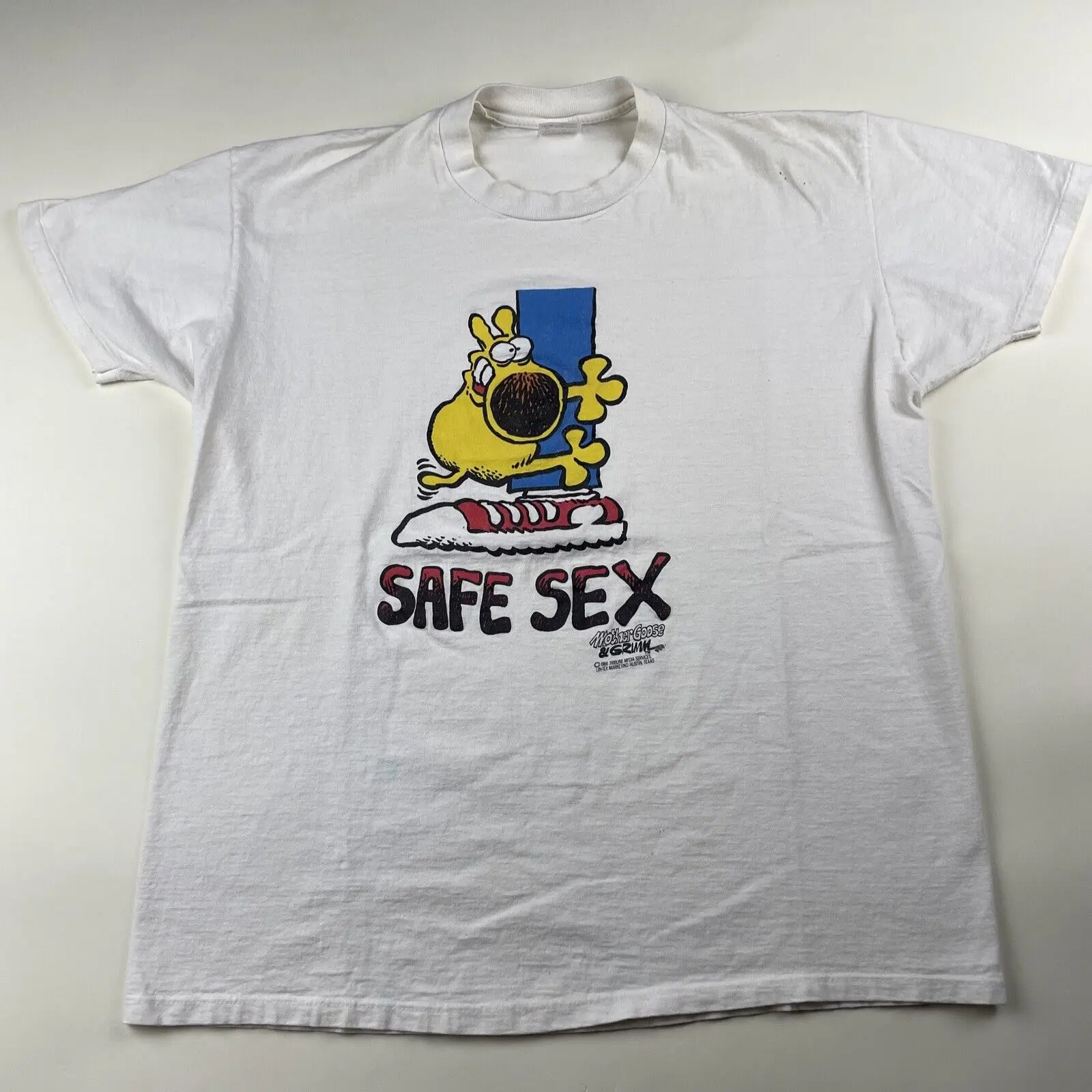 Vintage Grimmy Mother Goose Grimm Safe Sex Humor Joke Funny T Shirt 1986 Xl