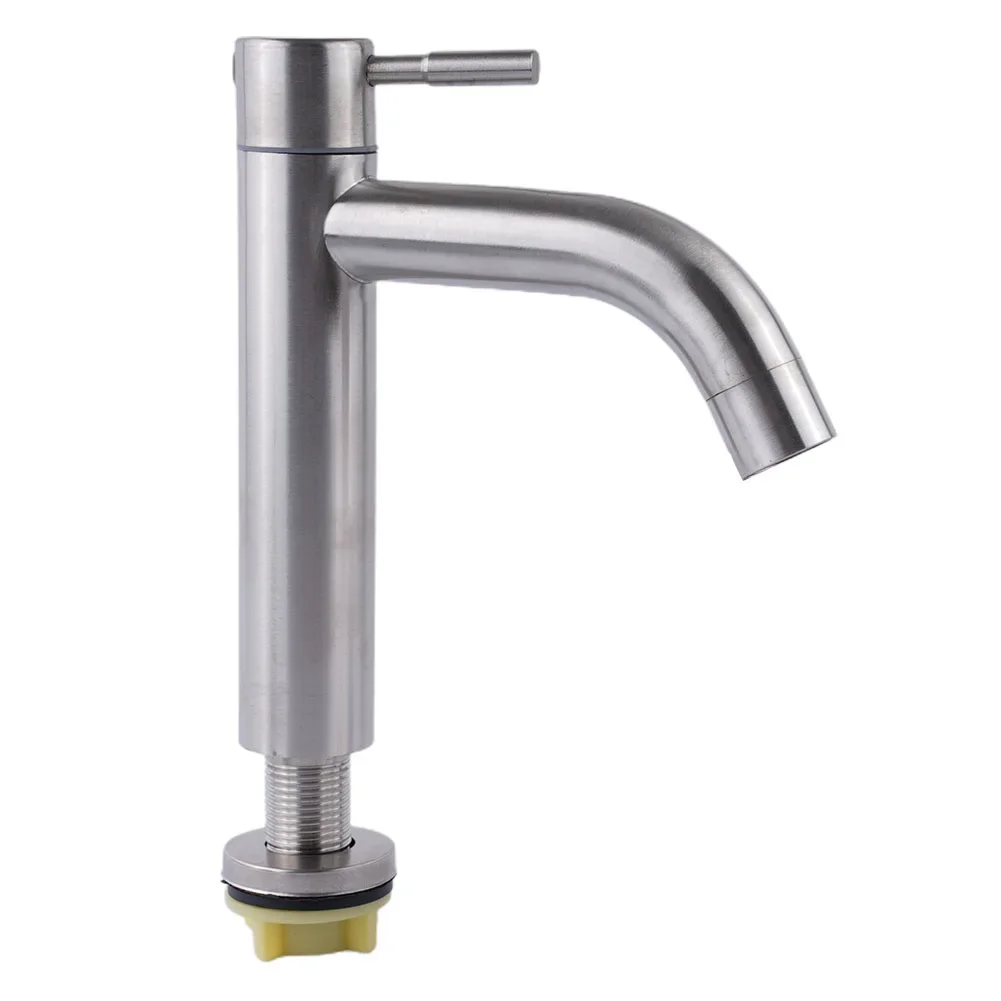 Stainless Steel Faucet Bathroom Washbasin Counter Tap Single Cold Sink Faucet For Kitchen Bathroom Family Hotel