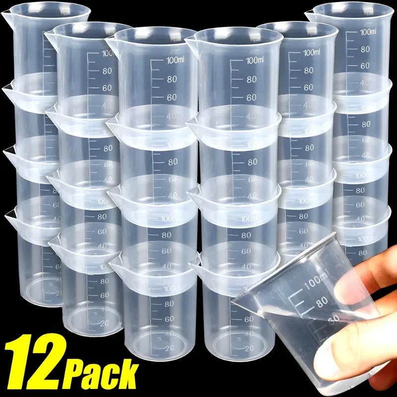 Wholesale 100ml Measuring Cup Transparent Plastic Scale Beaker Cups Lab Chemical Laboratory Container Jugs Kitchen Baking Tool