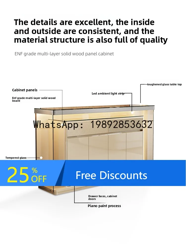 

YFY Sideboard Luxury High-End Feel 2025 New Model Solid Wood Living Room Tea Cabinet Minimalist Bedside Chest Wall-Mounted