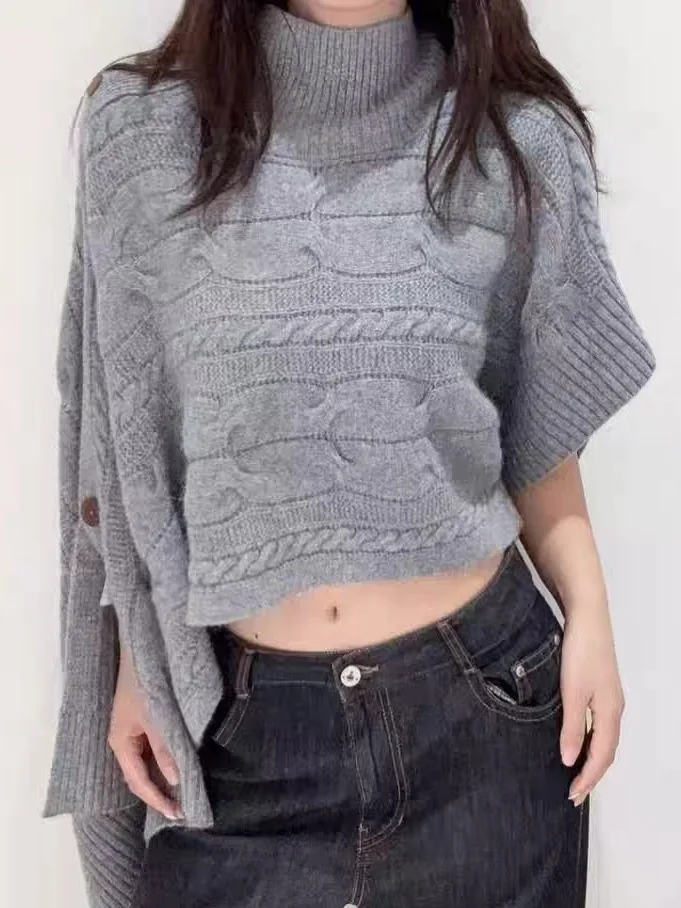 الكورية Sle f عالية الياقة Faionable محبوك سترة المرأة فضفاضة متماسكة قاعدة irt الخريف الشتاء وصول جديد قسط رسوم... #2