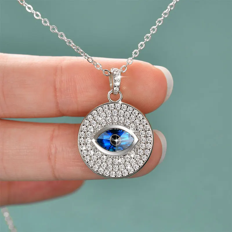 

Anziw 2026 New Fashion Evil Eye Round Pendant Necklaces For Women Men 6×10mm Zirconia Necklaces Adjustable Chain Jewelry Gift