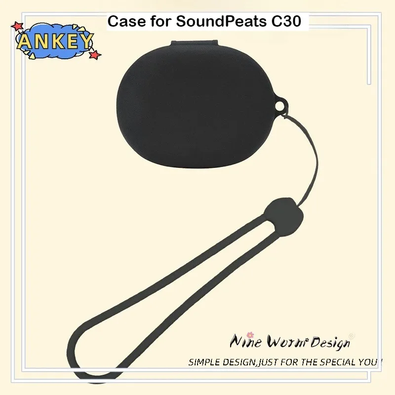 for SoundPeats C30 Silicone Cases With Hook Protective Shockproof Wireless Earphone Cover  with Lanyard