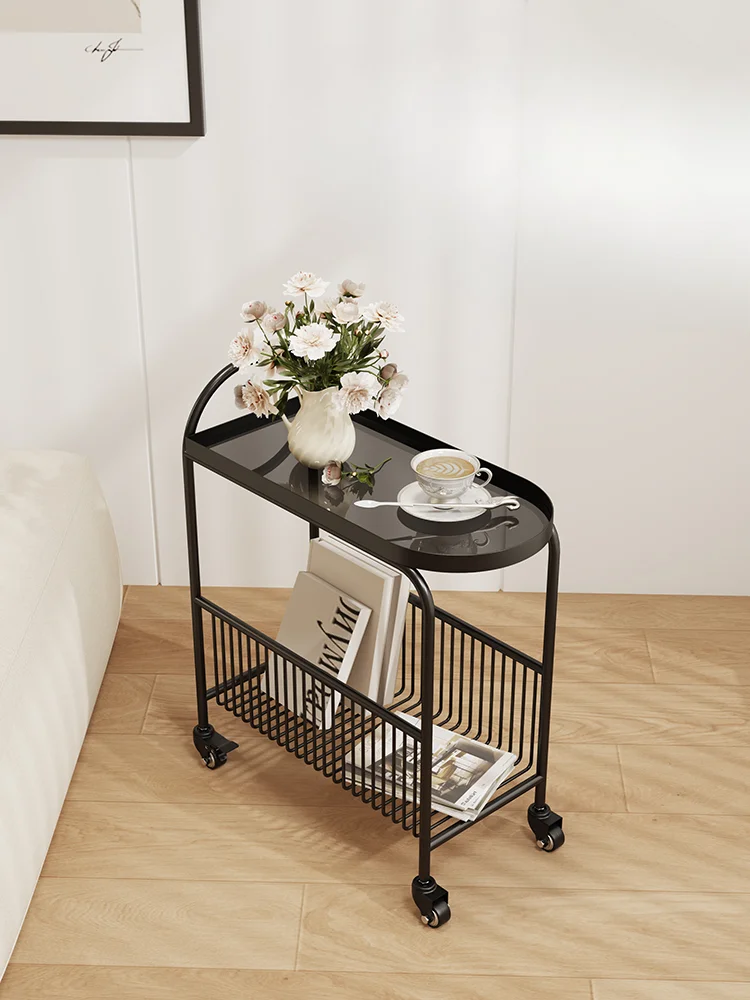 

Living room sofa side few creative high-end storage small table movable small apartment light luxury glass small coffee table