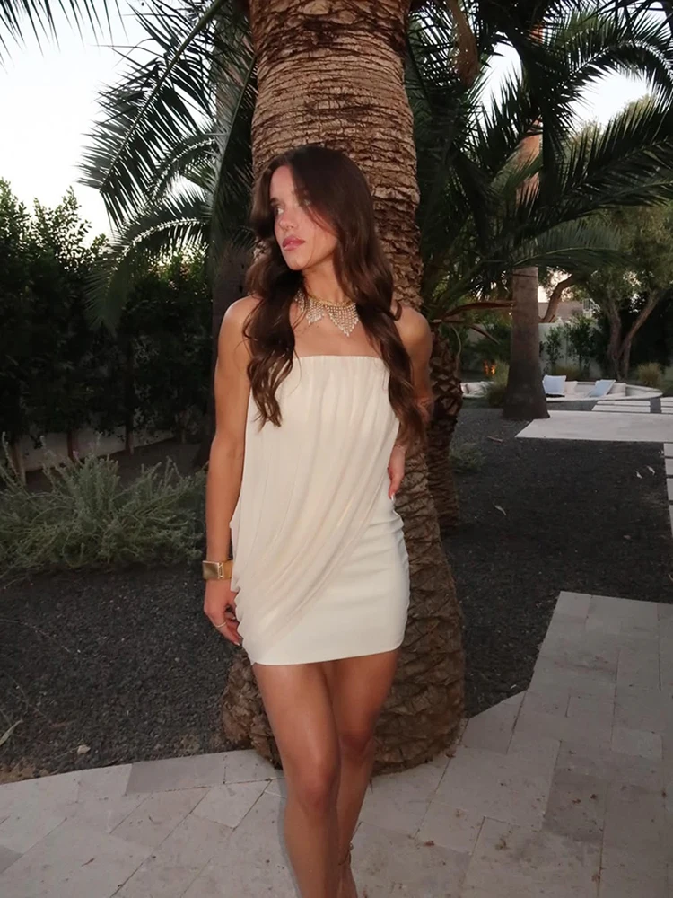 Vintage Minimal Slip Gown Sheer Sexy Elegant Trendy Women Mini Dresses Summer Stylish Chic Modern Female Fashion Wear