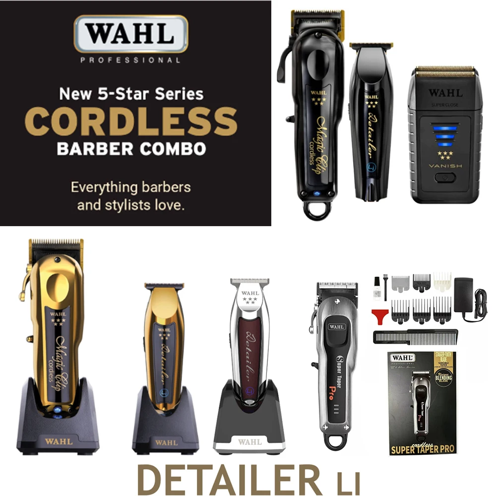 Professional Hair Clippers/Trimmer for Men, Wahl 5 Star Series Cordless Magic Clip Detailer Li, 8591 Super Taper Barber Combo