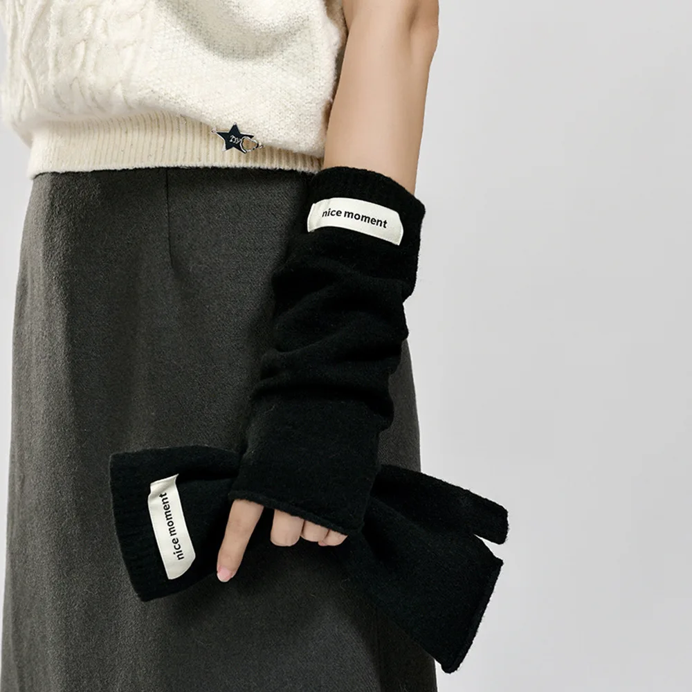 

Теплые вязаные перчатки без пальцев для женщин, однотонные, новая модель, для повседневного использования, средней толщины, из акрила