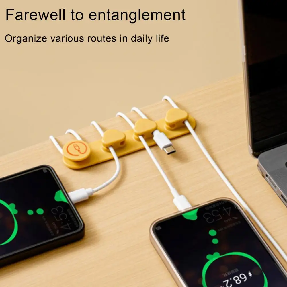 Desktop Wire Holder Cable Organizer Soft Elastic Self-adhesive Simple Installation Non-slip USB Cable Holder Data Cable Buckle