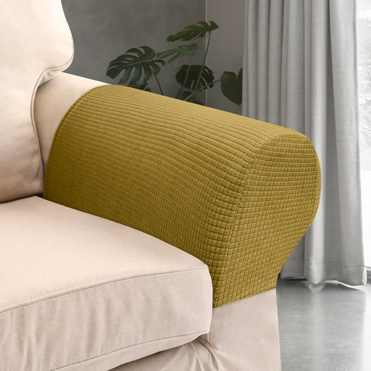 2Pcs Sofa Arm Covers High-Grade Spandex Stretch Arm Caps Dustproof Sofa Towel Armchairs Covers Furniture Protector