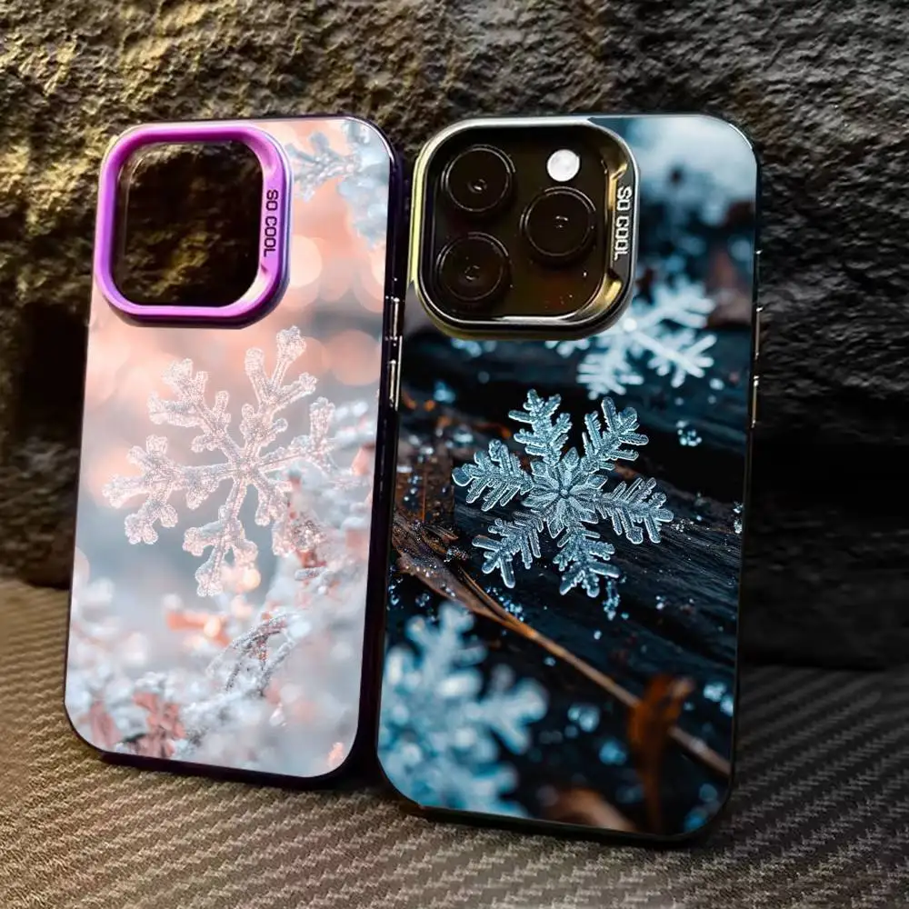 

Winter Snowflake Phone Case Color Silver Shell For IPhone 17 16 15 14 13 12 11 Pro Max Plus