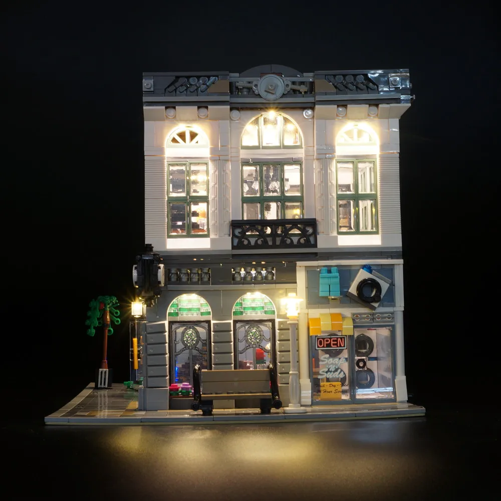 Kyglaring Led Lighting Set DIY Toys For 10251 And 15001 City Creator Brick Bank Model (Not Included Building Blocks)