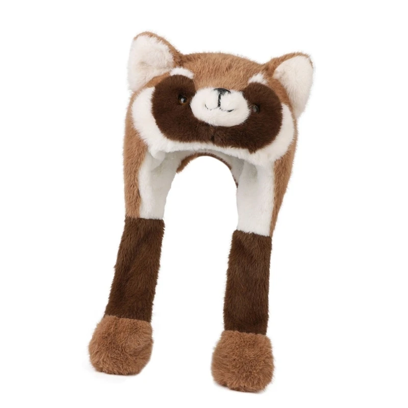  Infant Fleece Raccoon Hat With Moving Animated Ears Winter Warmth Soft Lined Ear Cover Baby Unisex Accessory 1-8 Years