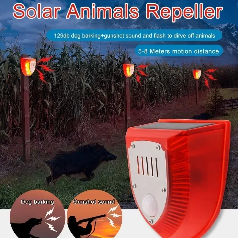 Alarma repelente de animales antijabalí, alarma profesional antirrobo, Control remoto intermitente, Sensor de sirena, luz de alarma