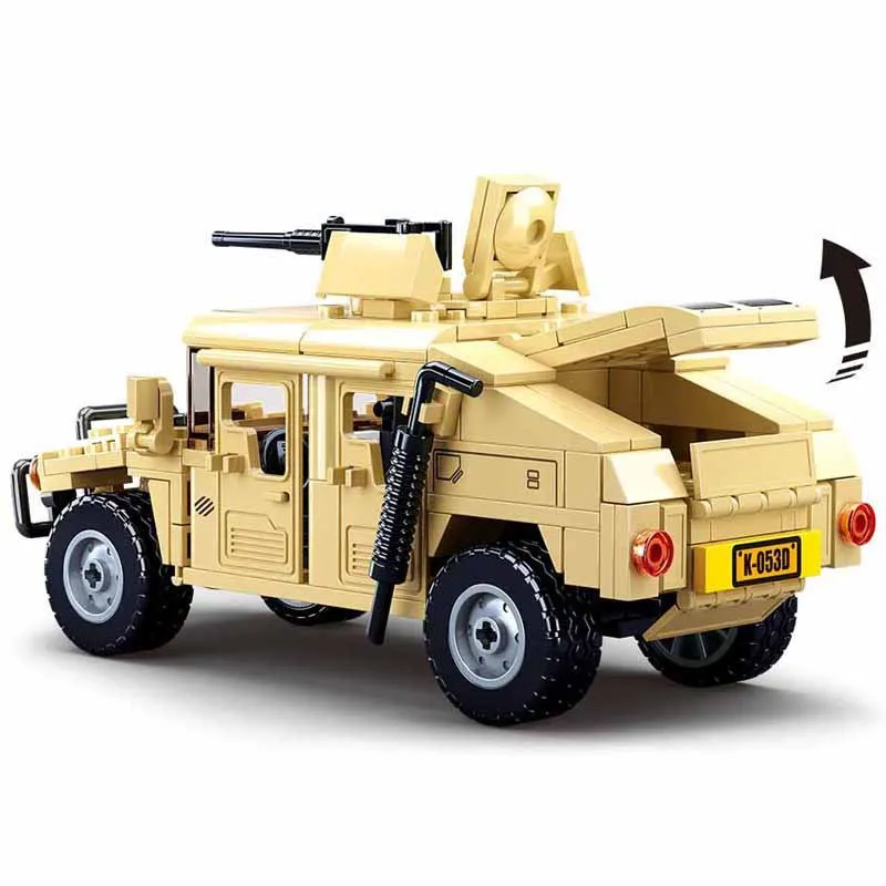 Blocs de construction de réservoir de véhicule H1, série militaire 0837, 265 pièces, figurines de bricolage pour enfants, jouet éducatif, cadeaux pour garçons