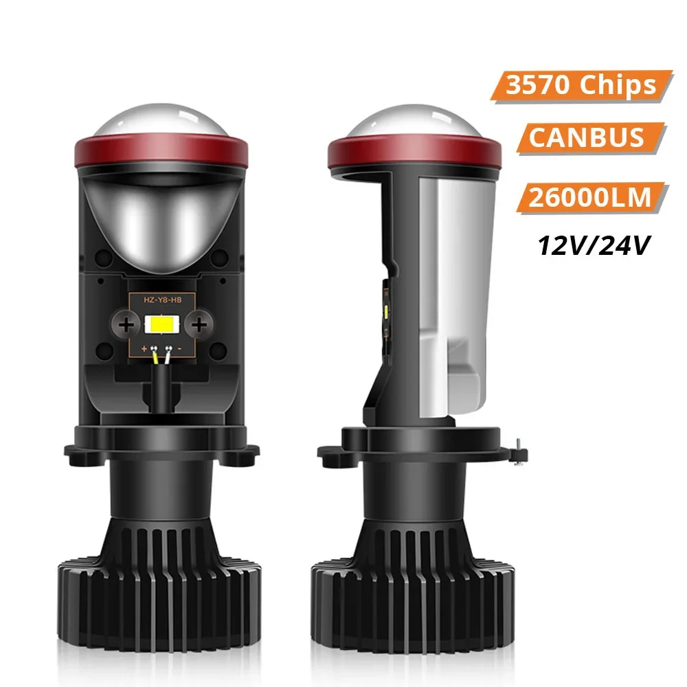 

Canbus H4 LED Headlight Bulbs 26000LM Lens Mini Projector Lenses Auto Car Lamp Fog Lights 9003/HB2 Hi/Lo Beam 6000K Cold White