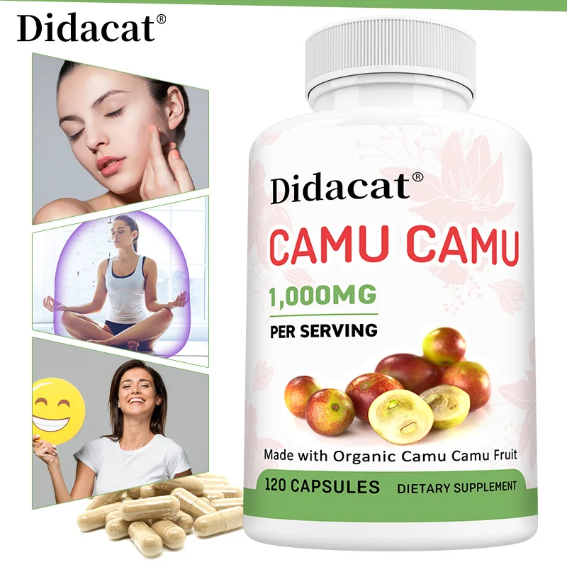 Didacat Organic Camu Camu Capsules 1000mg, Balance Blood Circulation, Balance Immune Cells, Maintain Skin Health