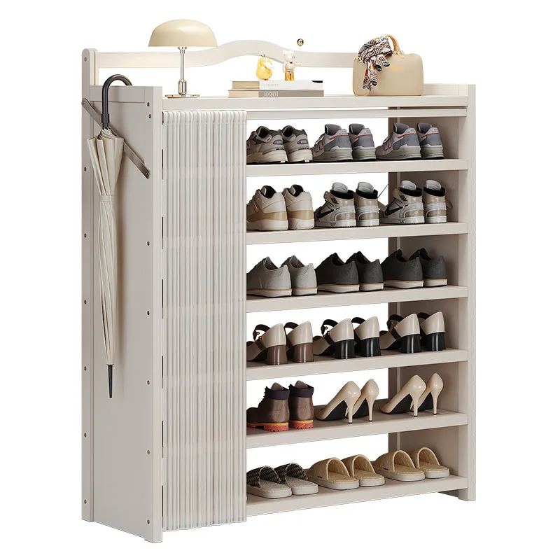 Installation-free simple home dust-proof shoe cabinet folding one-pull shoe rack multi-layer home door rental room shoe rack