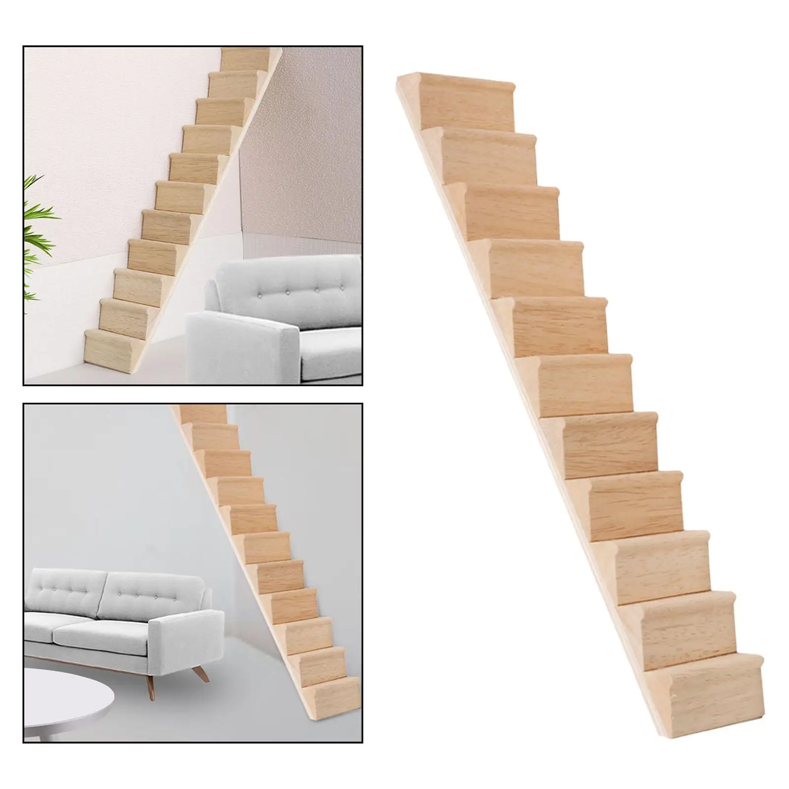Escaleras en miniatura a escala 1:12, escalera de madera DIY en miniatura, decoración para casa de muñecas sin pintar, muebles para casa de muñecas