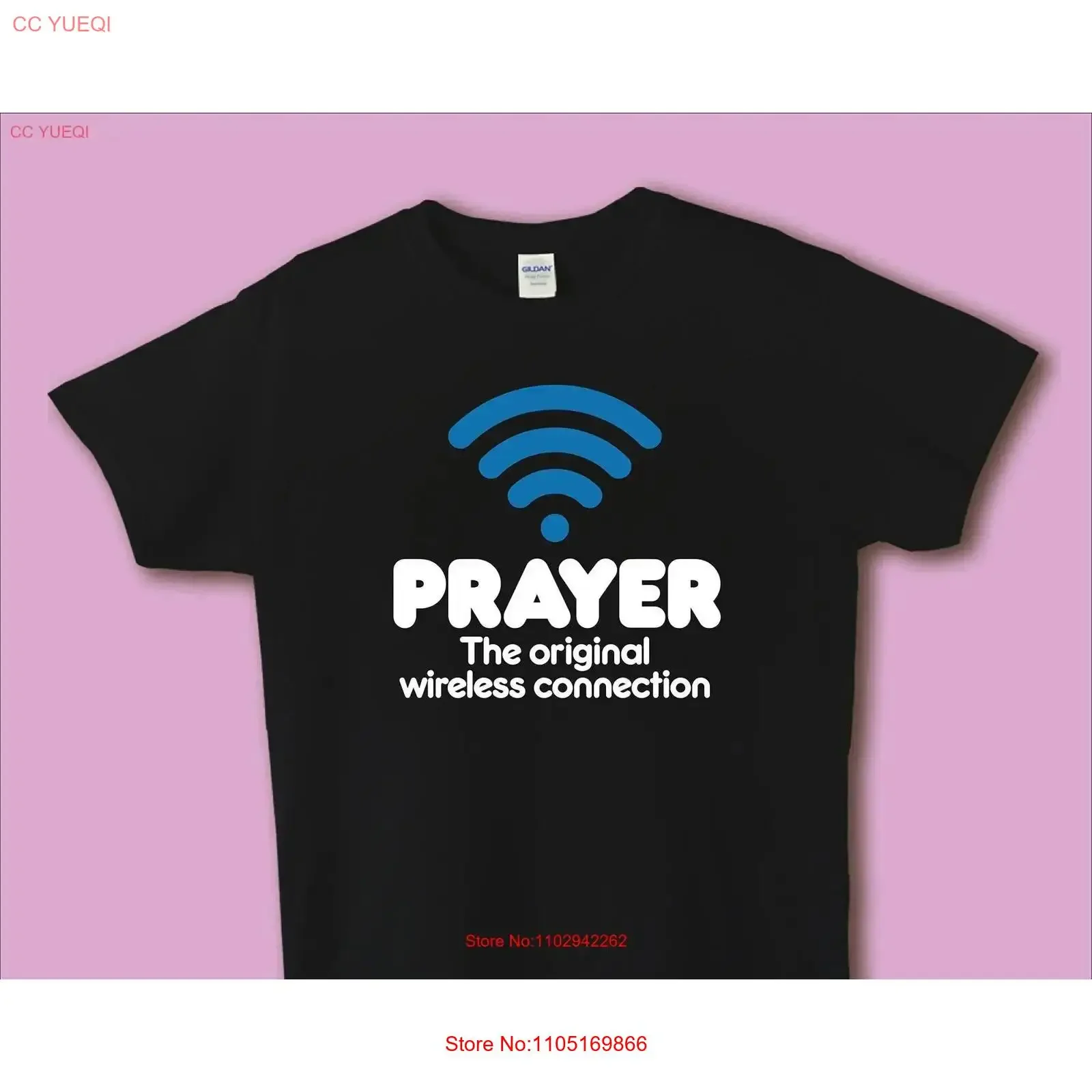 Christian T shirt Faith Prayer the Original Wireless Connection 100 Cotton vintage Washed Stretched designer clothes Breathable