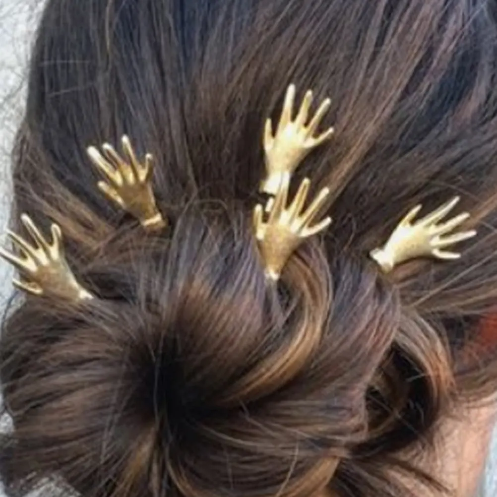 

Набор из 4 изящных заколок для волос ручной работы, серебристые готические заколки для девочек, аксессуары для Хэллоуина и косплея