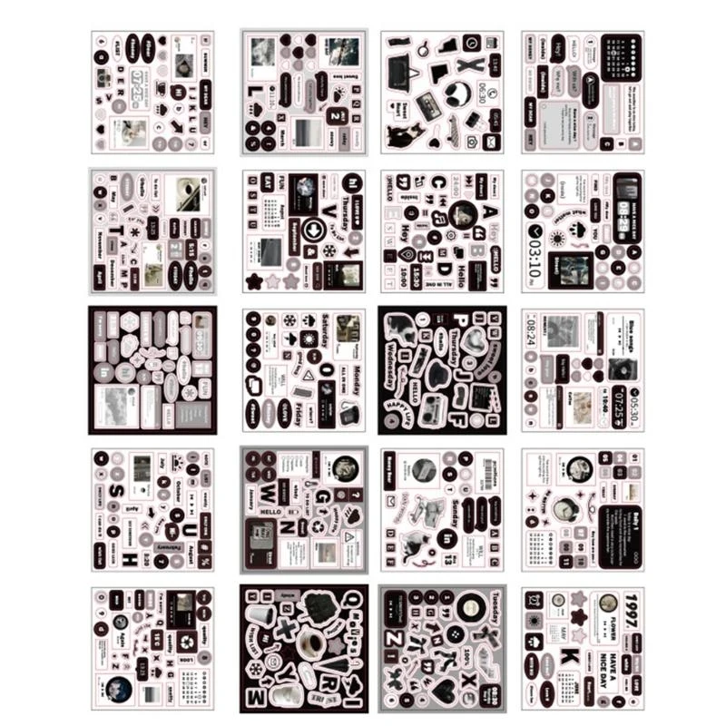 20Sheets Scrapbooking Stickers Aesthetic Decorative Stickers Background Stickers for Journal Album Planner Decoraton