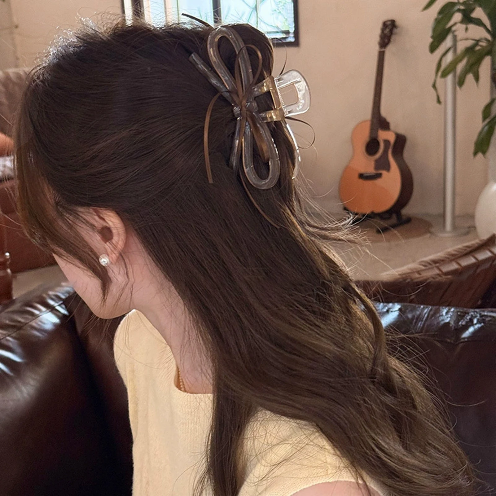 2025 neue Acryl Haar Klaue Band Bogen Transparent Shark Greifer Für Frauen Mädchen Sommer Im Freien Einfache Haar Zubehör 12 cm – Detail 2