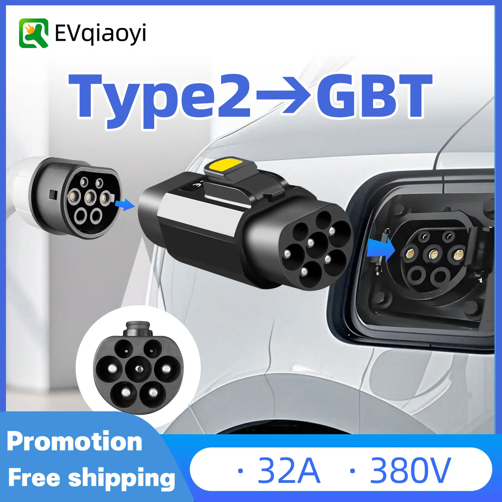 

EVqiaoyi Type 2 to GB/T EV Charging Adapter 32A AC Converter Type 2 Charging Station to GB/T Car Compatible with BYD or Chery