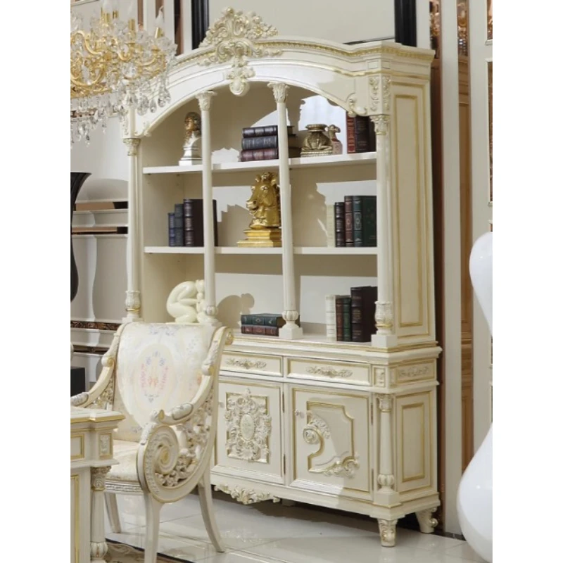 

Французский письменный стол из массива дерева с книжным шкафом, европейский компьютерный стол, домашний белый стол руководителя, большой размер