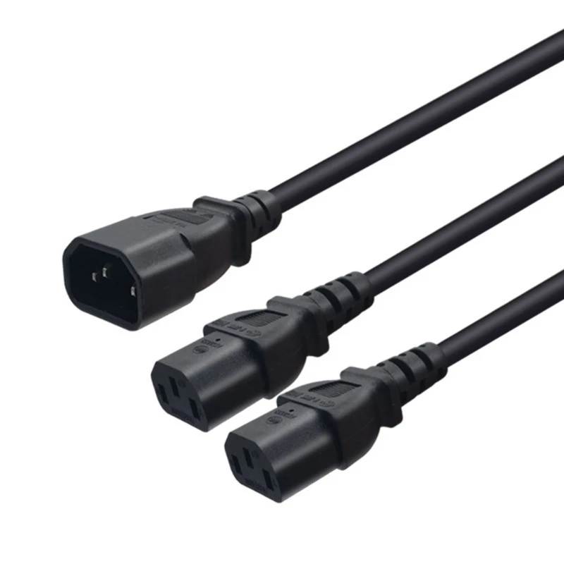 100cm 3-pin IEC320 C14 Male Plug to Twin C13 Female Power Cord Y Type Adapter Power Wire Converters Cable Line Black