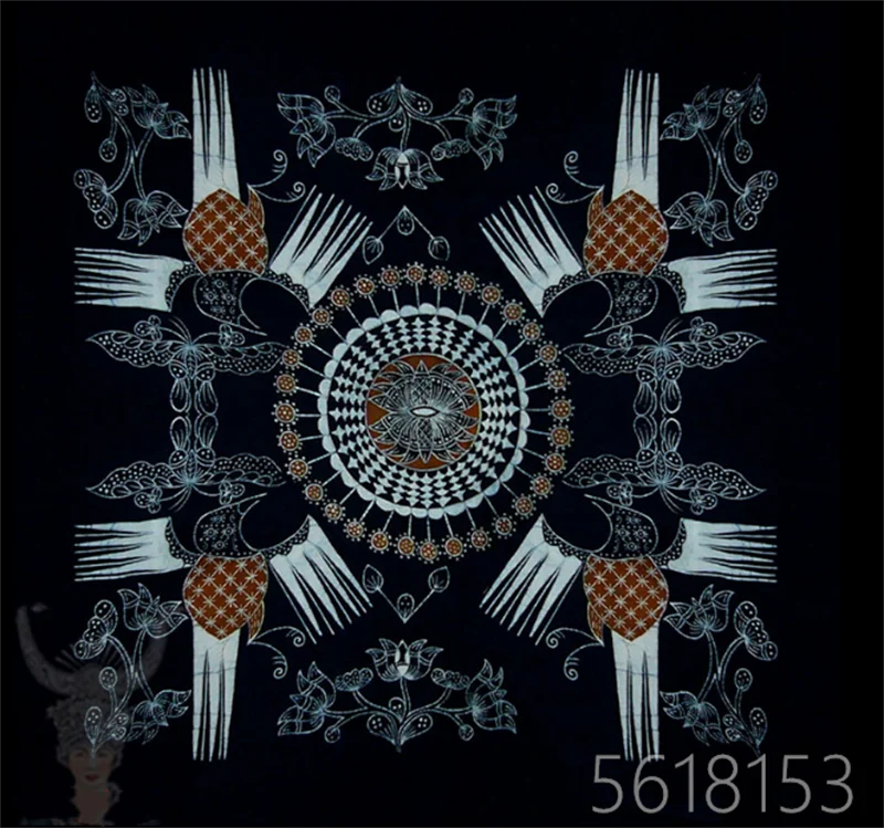 

Guizhou Miao ethnic group wax dyed four xi bird tea table cloth wax dyed small square tablecloth 90 * 90cm