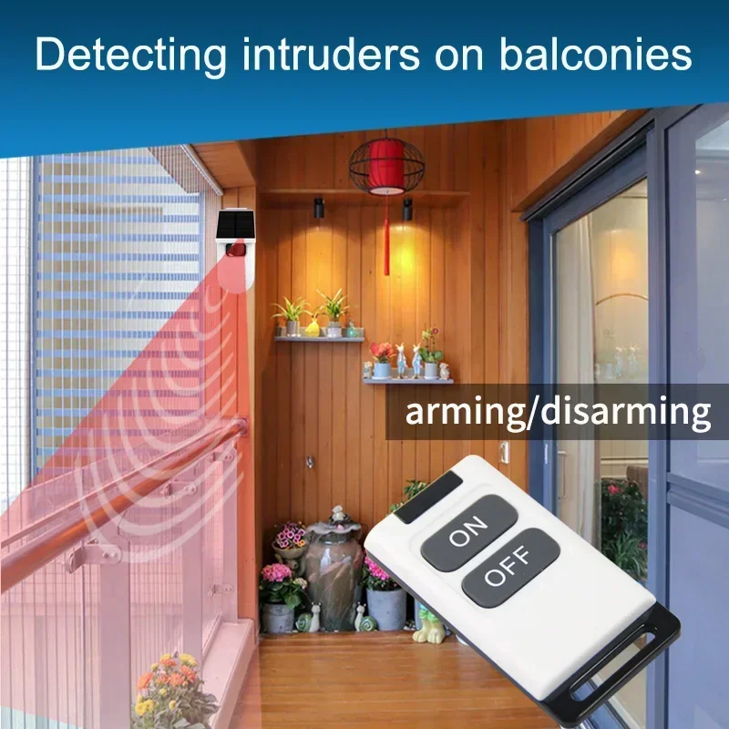 PIR MicroWava Radar Home Motion Sensor Alarm 120DB RF433 Wireless Remote Control Anti-Theft Security System Outdoor Solar Panel